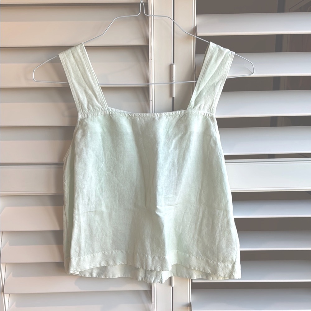 Light Green Linen Crop Top Madewell NWT